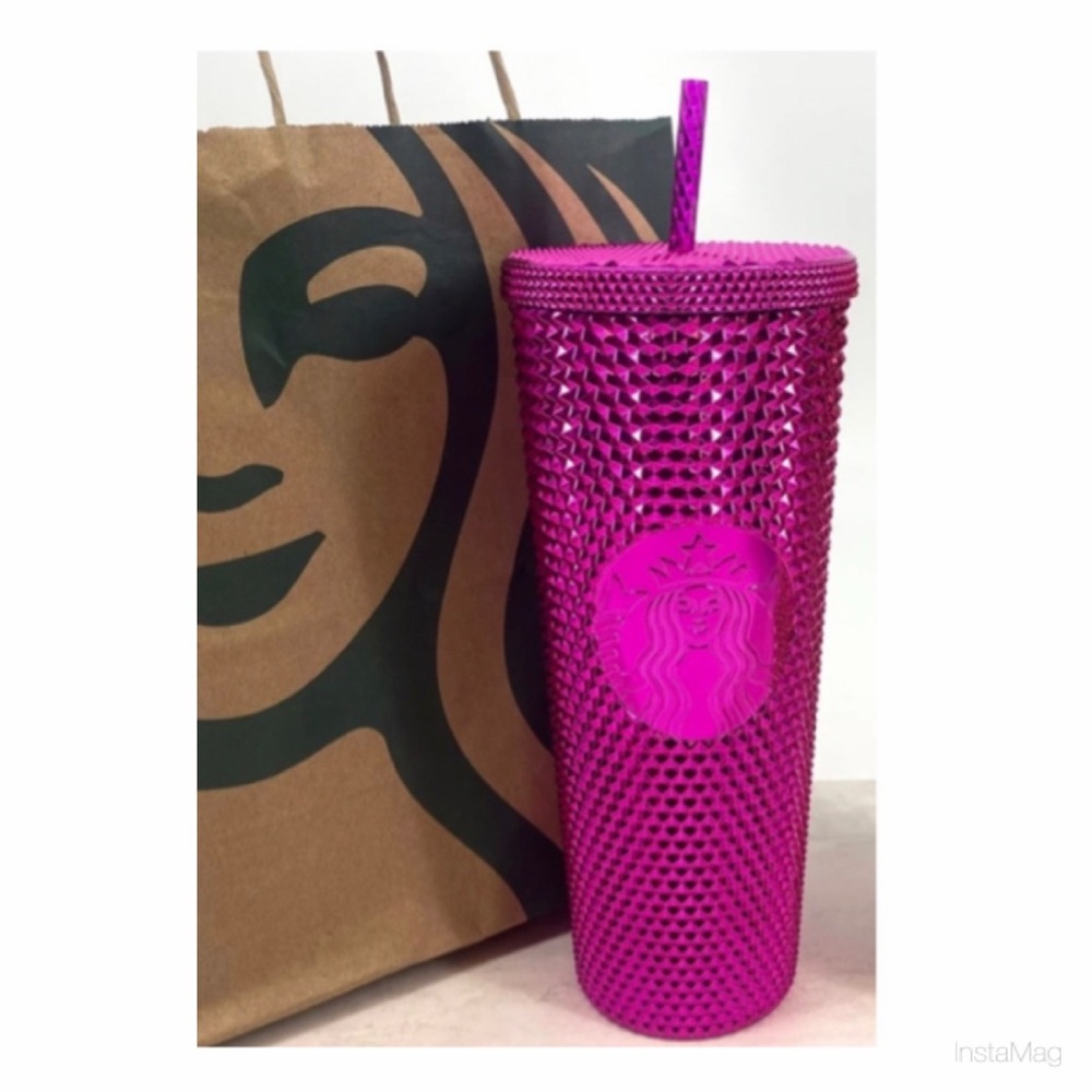 NEW Starbucks Holiday 2022 Sangria Bling Metallic Chrome Studded Tumbler Venti